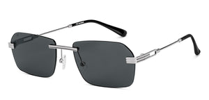 Silver Rectangle Rimless Unisex Sunglasses by Lenskart-222750