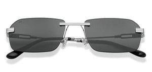 Silver Rectangle Rimless Unisex Sunglasses by Lenskart-222750