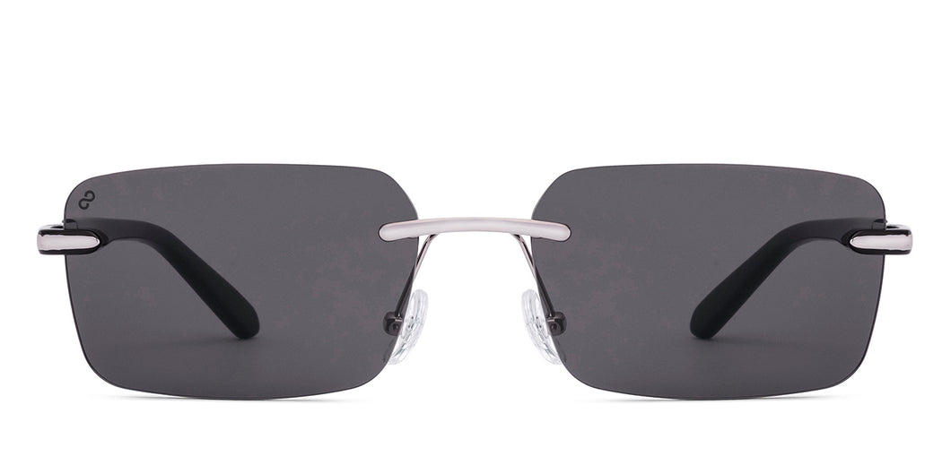Silver Rectangle Rimless Unisex Sunglasses by Vincent Chase-226240