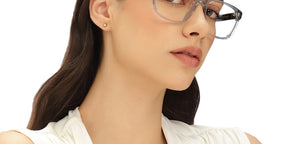 Grey Rectangle Full Rim Unisex Eyeglasses by John Jacobs-216860