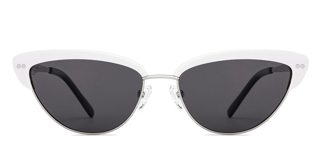 White Silver Cat Eye Full Rim Women Sunglasses by Lenskart-220675