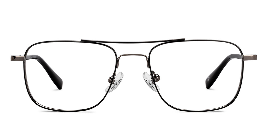 Gunmetal Black Rectangle Full Rim Unisex Eyeglasses by John Jacobs-206785