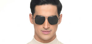 Gunmetal Rectangle Full Rim Unisex Sunglasses by Vincent Chase Online-215939