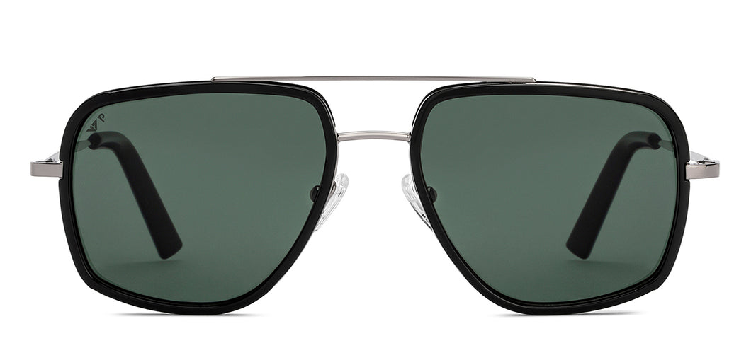 Gunmetal Rectangle Full Rim Unisex Sunglasses by Vincent Chase Online-215939