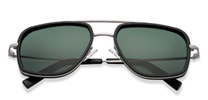 Gunmetal Rectangle Full Rim Unisex Sunglasses by Vincent Chase Online-215939