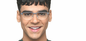Blue Rectangle Half Rim Unisex Eyeglasses by Lenskart Air-215907