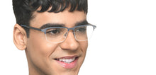 Load image into Gallery viewer, Blue Rectangle Half Rim Unisex Eyeglasses by Lenskart Air-215907