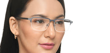 Load image into Gallery viewer, Blue Rectangle Half Rim Unisex Eyeglasses by Lenskart Air-215907