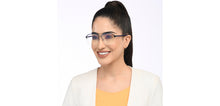 Load image into Gallery viewer, Blue Square Half Rim Unisex Eyeglasses by John Jacobs-201450