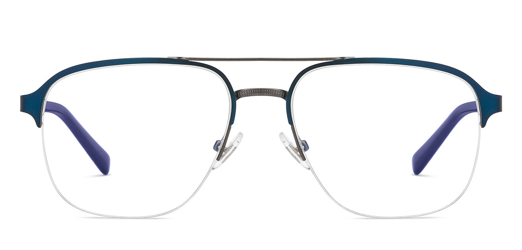 Blue Square Half Rim Unisex Eyeglasses by John Jacobs-201450