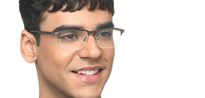 Grey Rectangle Half Rim Unisex Eyeglasses by Lenskart Air-215908