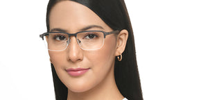 Grey Rectangle Half Rim Unisex Eyeglasses by Lenskart Air-215908