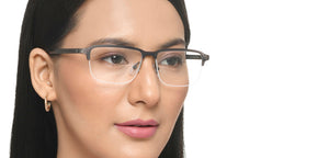 Grey Rectangle Half Rim Unisex Eyeglasses by Lenskart Air-215908