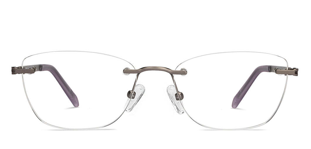 Gunmetal Cat Eye Rimless Women Eyeglasses by Lenskart Air-211066