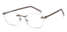Load image into Gallery viewer, Gunmetal Cat Eye Rimless Women Eyeglasses by Lenskart Air-211066