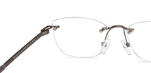 Load image into Gallery viewer, Gunmetal Cat Eye Rimless Women Eyeglasses by Lenskart Air-211066