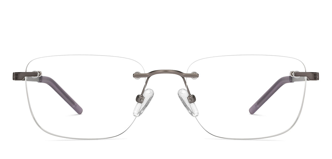 Gunmetal Rectangle Rimless Unisex Eyeglasses by Lenskart Air-211055
