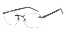Load image into Gallery viewer, Gunmetal Rectangle Rimless Unisex Eyeglasses by Lenskart Air-211055