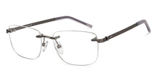 Load image into Gallery viewer, Gunmetal Rectangle Rimless Unisex Eyeglasses by Lenskart Air-211055