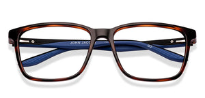 Havana Rectangle Full Rim Unisex Eyeglasses by John Jacobs-229386