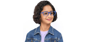 Blue Rectangle Full Rim Kids Eyeglasses by Hooper-208941