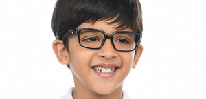 Black Rectangle Full Rim Kids Eyeglasses by Hooper-210495
