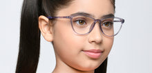 Load image into Gallery viewer, Purple Cat Eye Full Rim Kids Eyeglasses by Hooper-219814