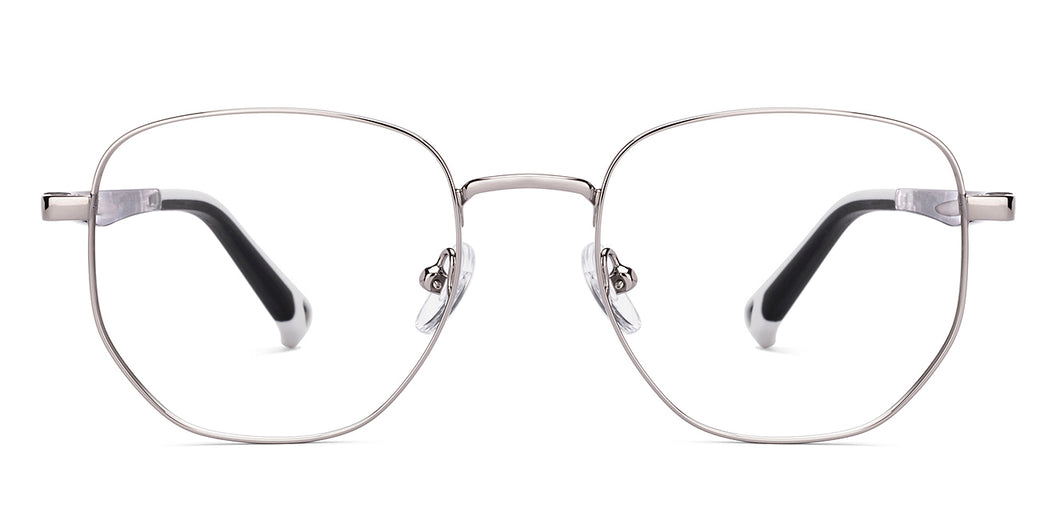 Silver Geometric Full Rim Kids Eyeglasses by Hooper-223264