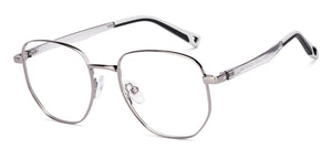 Silver Geometric Full Rim Kids Eyeglasses by Hooper-223264