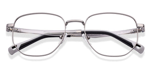 Silver Geometric Full Rim Kids Eyeglasses by Hooper-223264