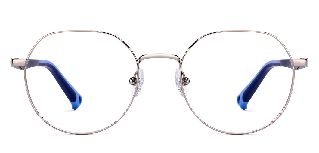 Silver Geometric Full Rim Kids Eyeglasses by Hooper-223268