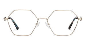 Silver Hexagonal Full Rim Women Eyeglasses by John Jacobs-205893