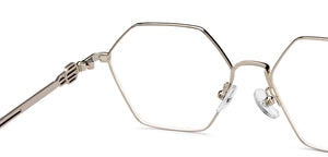 Silver Hexagonal Full Rim Women Eyeglasses by John Jacobs-205893