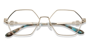 Silver Hexagonal Full Rim Women Eyeglasses by John Jacobs-205893