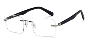 Silver Rectangle Rimless Unisex Eyeglasses by John Jacobs Online-209686