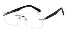Load image into Gallery viewer, Silver Rectangle Rimless Unisex Eyeglasses by John Jacobs Online-209686