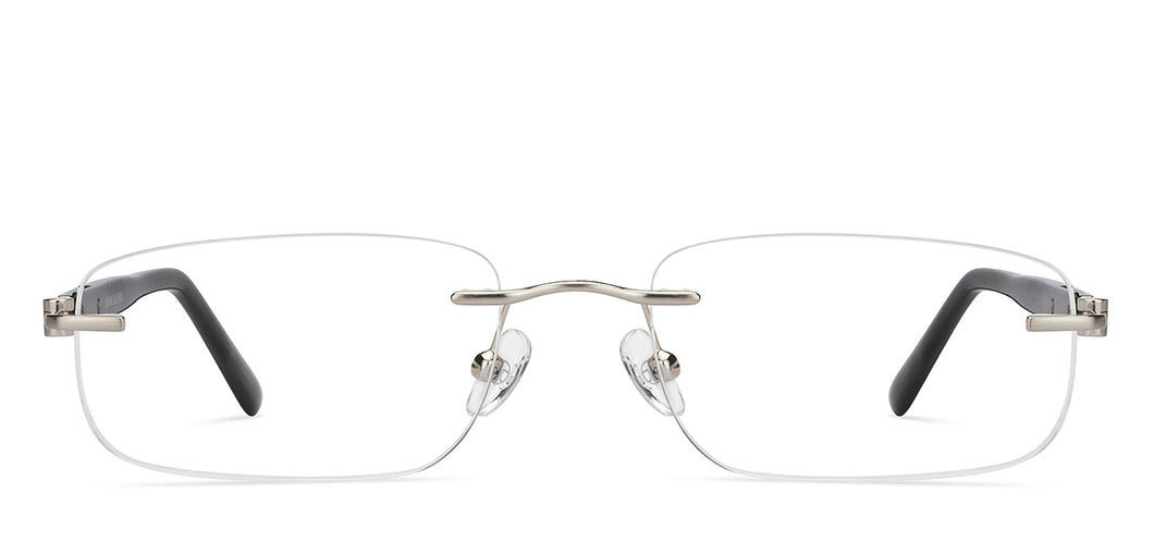 Silver Rectangle Rimless Unisex Eyeglasses by John Jacobs-209688