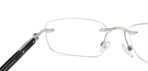 Silver Rectangle Rimless Unisex Eyeglasses by John Jacobs-209688