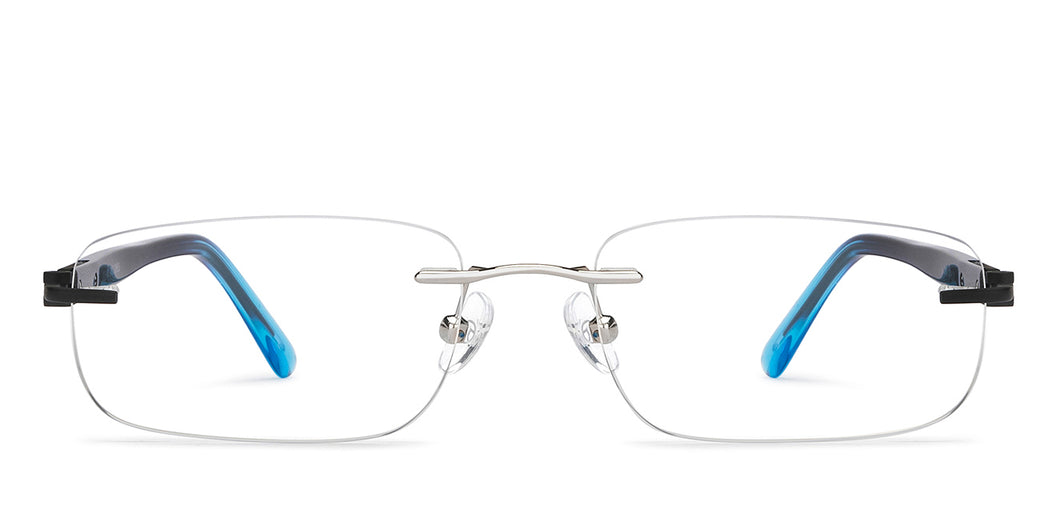 Silver Rectangle Rimless Unisex Eyeglasses by John Jacobs Online-209690