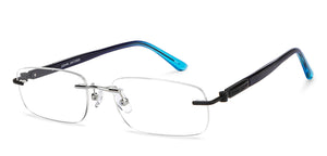 Silver Rectangle Rimless Unisex Eyeglasses by John Jacobs Online-209690
