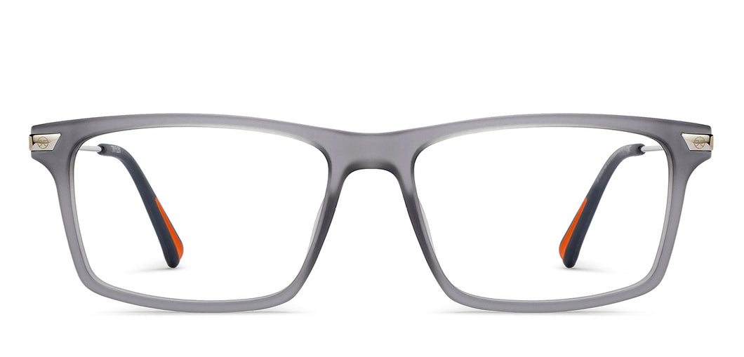 Grey Rectangle Full Rim Unisex Eyeglasses by John Jacobs-211283