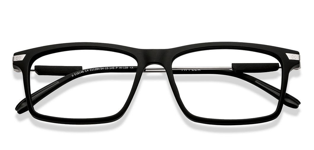 Black Rectangle Full Rim Unisex Eyeglasses by John Jacobs-211284