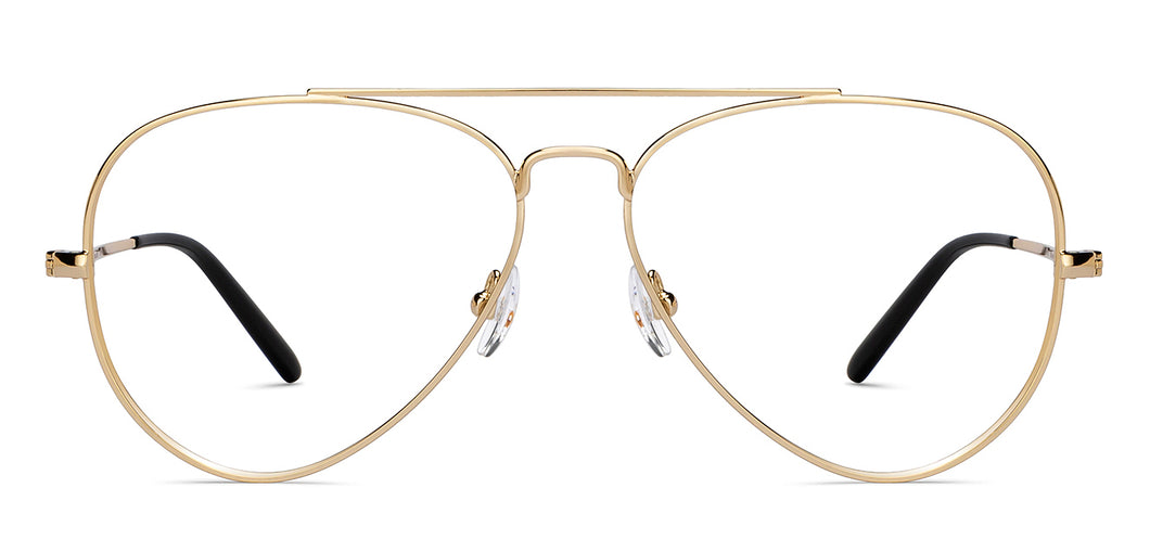 Gold Aviator Full Rim Men Eyeglasses by John Jacobs-212532