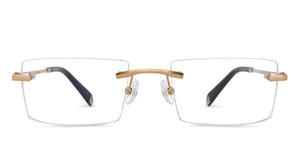 Gold Rectangle Rimless Unisex Eyeglasses by John Jacobs-217757