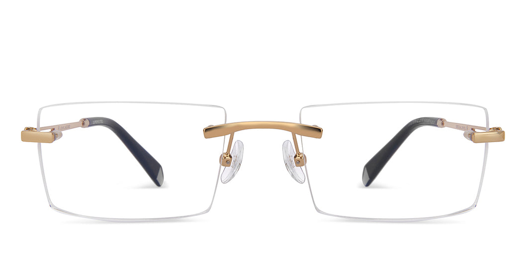 Gold Rectangle Rimless Unisex Eyeglasses by John Jacobs-217757