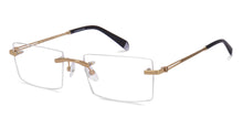 Load image into Gallery viewer, Gold Rectangle Rimless Unisex Eyeglasses by John Jacobs-217757