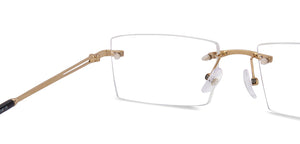 Gold Rectangle Rimless Unisex Eyeglasses by John Jacobs-217757