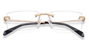 Gold Rectangle Rimless Unisex Eyeglasses by John Jacobs-217757