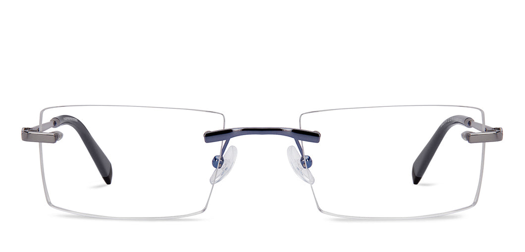 Silver Rectangle Rimless Unisex Eyeglasses by John Jacobs-217758