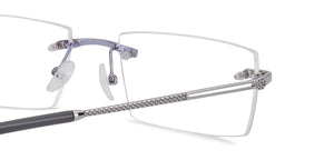 Silver Rectangle Rimless Unisex Eyeglasses by John Jacobs-217758